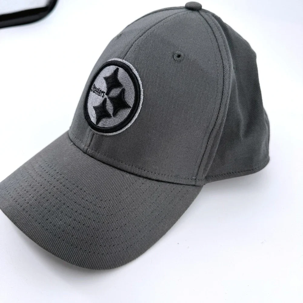 Pittsburgh Steelers OTS Hat Mens M-L Gray Grey NFL Stretch Fit Baseball Cap